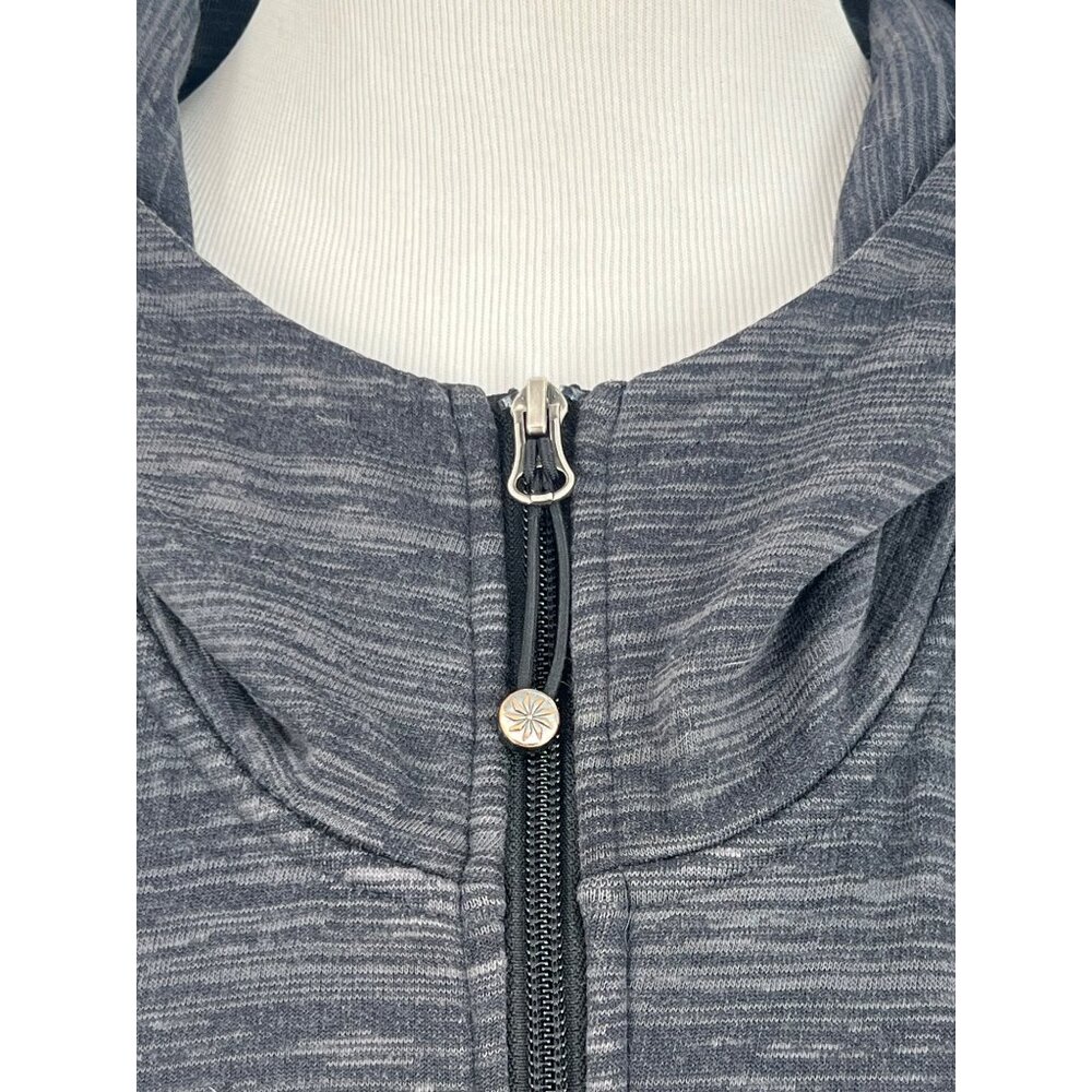 Athleta Gray Cinch Hem Thumbholes Ribbed Knit Inner Layer Zip Up Hoodie Sweater - Picture 4 of 16